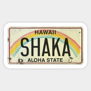 Shaka Vintage Hawaii License Plate Sticker